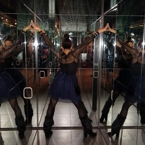 Trixxi Navy Blue Tulle Pleated Skirt - medium